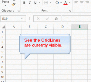 Gridlines in excel