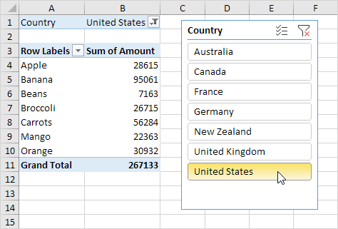 Excel Slicers Sample