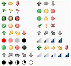 Icons for use in Conditional Formatting of Data in Excel