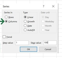 Step 03 Select Column and give stop value