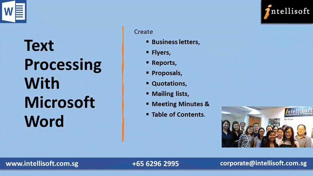 Microsoft Word Training in Singapore. Learn to create good quality error free documents