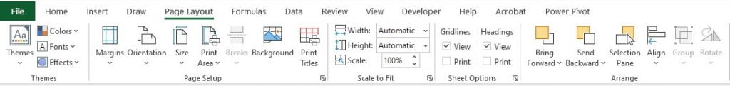 Excel Page Setup Options