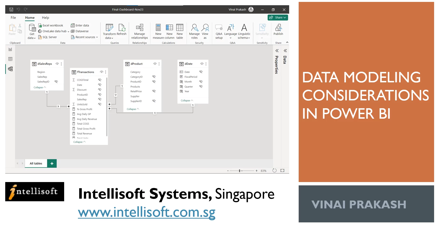 How To Do Data Modeling in Power BI - Learn at Intellisoft Training Power BI Course by Vinai Prakash