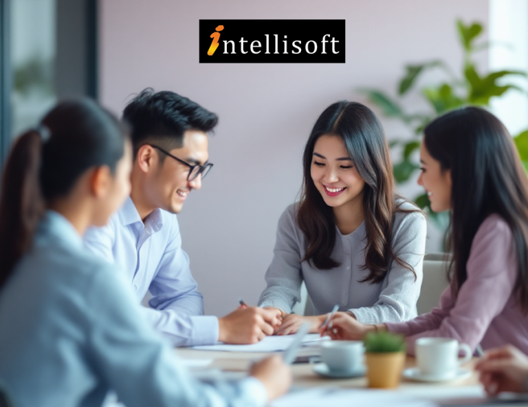 Students interact at Intellisoft Singapore while upskilling and reskilling with WSQ Funded Courses SkillsFuture Approved.